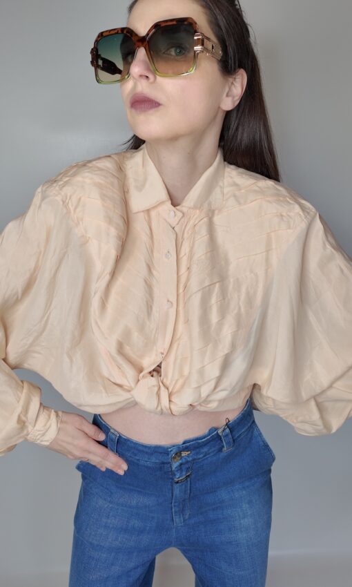 Bluse Satin Vintage (XS-M) – Bild 2